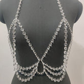 Halter tassels hollow out beaded crop top