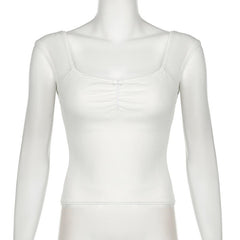 Cap sleeve ribbed bowknot textured lace hem top