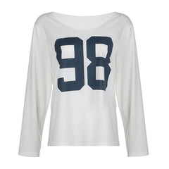 Long sleeve crewneck "98" print top