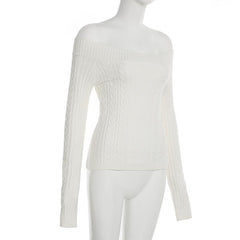 Off shoulder long sleeve sweater top