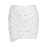 Solid beaded chain mini skirt