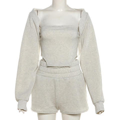 Long sleeve shrug short pant set