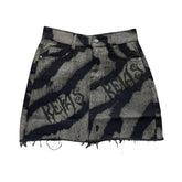 Denim letter print metal chain mini skirt