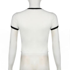 Short sleeve bowknot embroidery stitch top