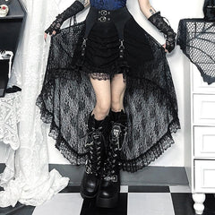 Lace o ring buckle midi skirt