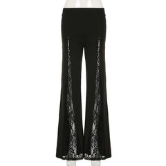 Lace patchwork medium rise pant