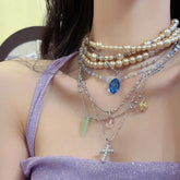 Beaded multicolor layered 2 pcs necklace