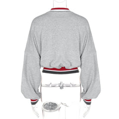 Long sleeve patchwork letter pattern top