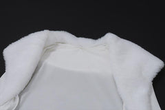 Long sleeve fluffy shrug crop top