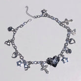 Metal chain pendant adjustable choker necklace