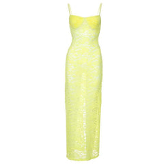 Sweetheart neck see through lace cami maxi dress