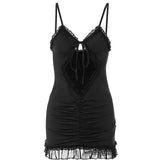 Ruffle hollow out ruched backless cami mini dress | red tango dress
