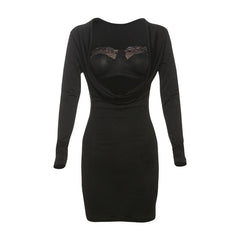 Cowl neck long sleeve 2 piece mini dress