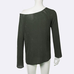 Long sleeve off shoulder knitted top