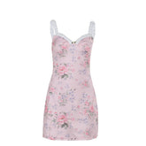 Sweetheart neck flower print cami mini dress