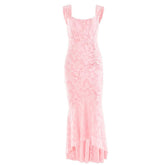 U neck zip-up ruched bustier ruffle cami maxi dress