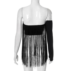Tassels solid backless tube top