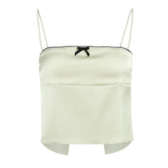 Bowknot ruffle self tie backless cami top