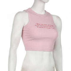 Crewneck letter print stitch tank top