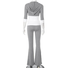 Hoodie zip-up contrast sports pants set