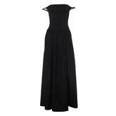 Off shoulder solid backless maxi dress