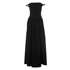 Off shoulder solid backless maxi dress