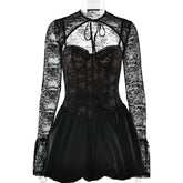 Sweetheart neck long sleeve lace shrug 2 piece mini dress
