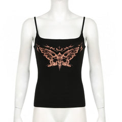 Butterfly print contrast backless cami top
