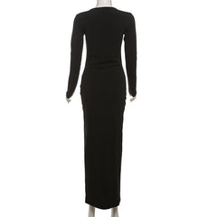 Long sleeve hollow out maxi dress