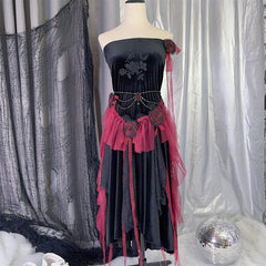 Long flared sleeve embroidery mesh flower applique maxi skirt set