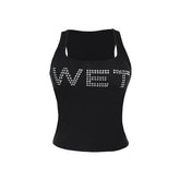 U neck beaded solid tank top