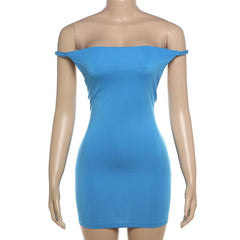 Off shoulder ruched backless solid mini dress
