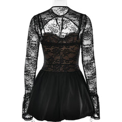 Sweetheart neck long sleeve lace shrug 2 piece mini dress