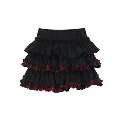 Ruffle patchwork ruched mini skirt