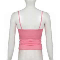 Lace hem bowknot backless contrast cami top
