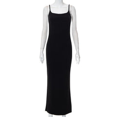 Backless self tie ribbed square neck solid cami maxi dress | red tango dress