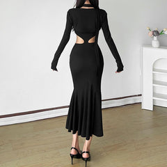 Long sleeve sweetheart neck shrug 2 piece hollow out maxi dress