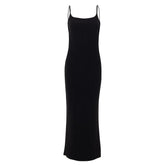 Backless self tie ribbed square neck solid cami maxi dress | red tango dress