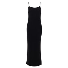 Backless self tie ribbed square neck solid cami maxi dress | red tango dress