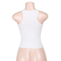 U neck beaded solid tank top