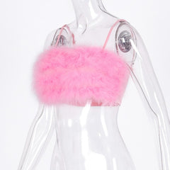 Fluffy solid backless cami crop top