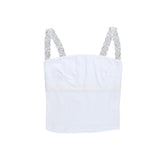Lace hem backless solid cami top