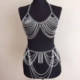 Halter metal waist chain backless set