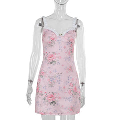 Sweetheart neck flower print cami mini dress
