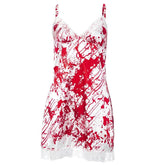 Lace hem contrast v neck backless cami mini dress | red tango dress
