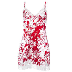 Lace hem contrast v neck backless cami mini dress | red tango dress