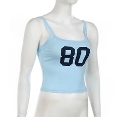 U neck �0�print contrast backless cami top