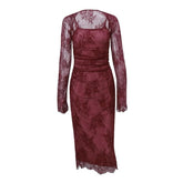 Long sleeve lace up shrug 2 piece cami midi dress | red tango dress