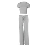 Short sleeve crewneck drawstring pant set