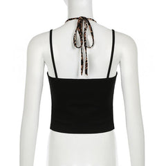 Halter leopard print backless cami top